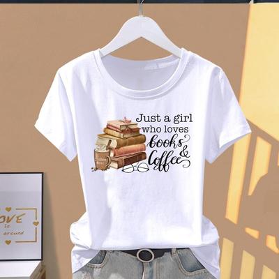 (Asian Size) Graphic Tee T Shirt Clothing Book Letter Trend Cute Lady Casual Fashion Print Female Casual Women's Top Short Sleeve T-shirts