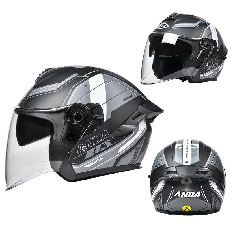3C Certified Motorcycle Half Helmet with Tail Spoiler - All-Season Electric Bike Safety Helmet