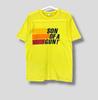 Vintage 90s STP Sun of a Gun Spellout Logo Tshirt Collectible American Automotive Brand Single Stitch Tee Yellow Medium
