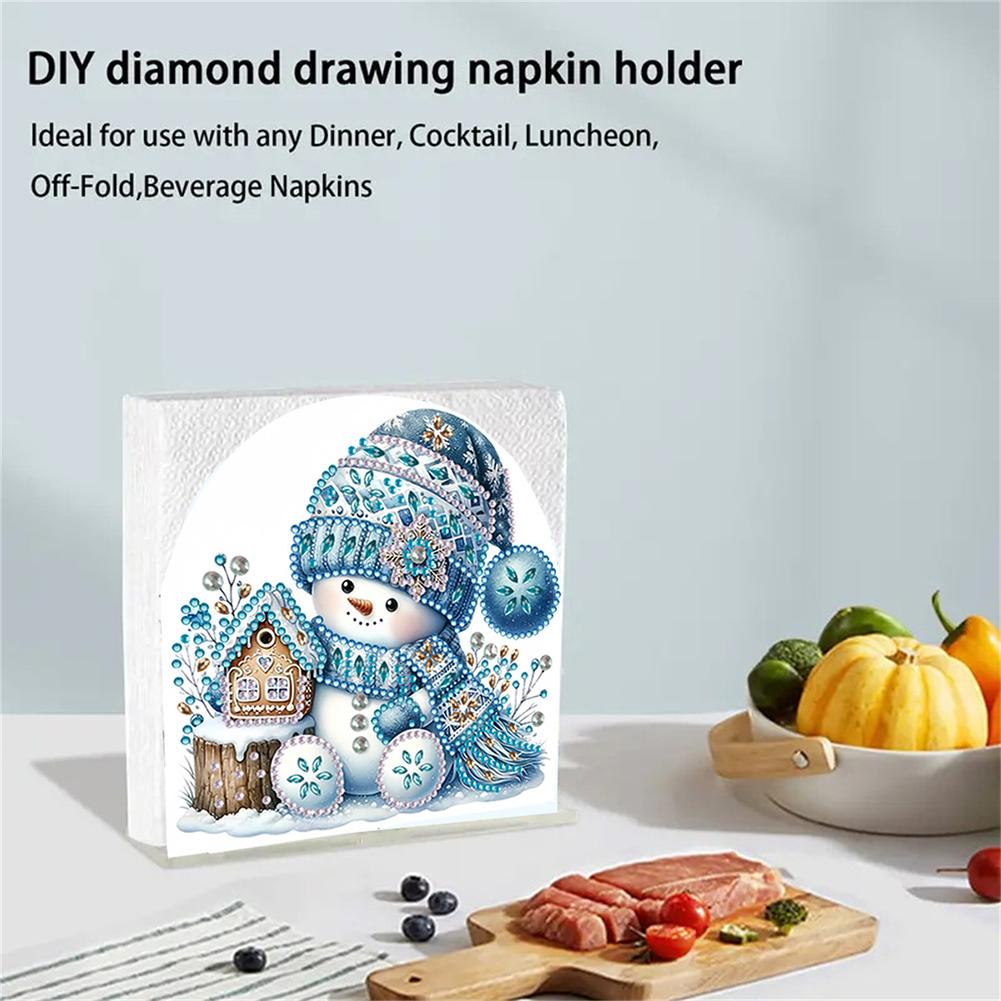 Christmas Acrylic Napkin Holder Diamond Painting Kit DIY 5D Diamond Art Painting Towel Holder Kit Christmas Decorations