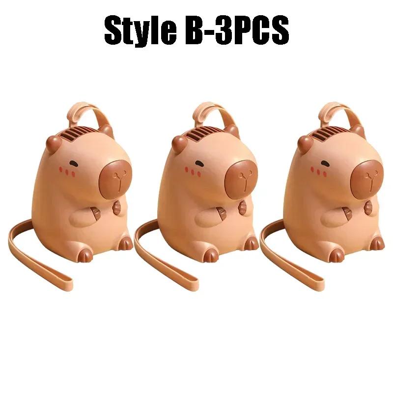 Cute Capybara Handheld Fan USB Rechargeable Mini Neck Hanging Fan Portable Cooling Fan for Kids Travel Gift Cartoon Design