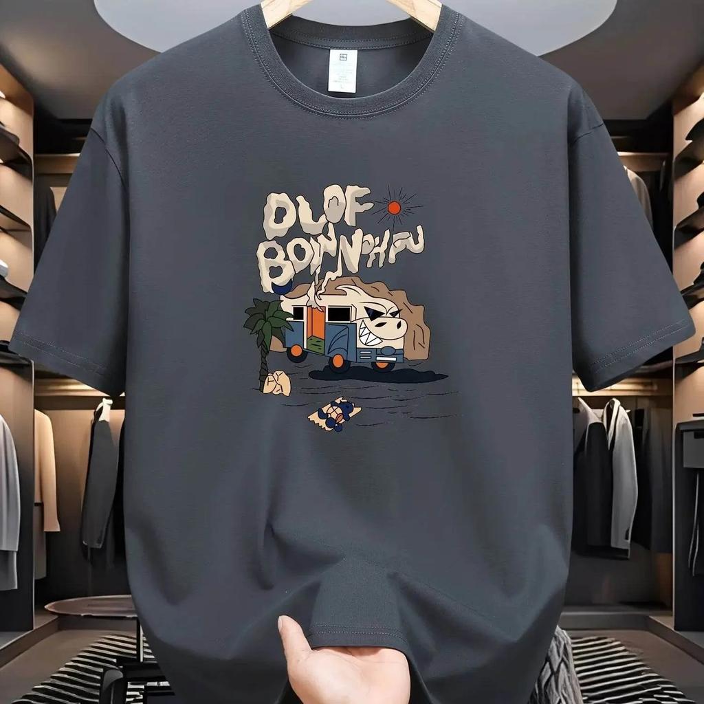 Cartoon Funny Pattern Printed T-shirt Men Casual Loose Sports Short Sleeved Cotton Tops Unisex T Shirts Summer Street Men's Tees