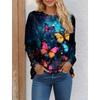 Autumn Women's T-shirt 3D Floral Butterfly Print Fashion Long Sleeve Round Neck Regular Tops Holiday Weekend Spring and Autumn Clothing