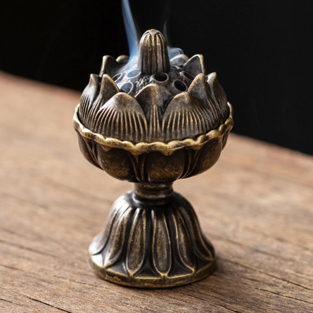 1pc Vertical Incense Burner Mini Alloy Hollow Incense Holder Portable Tabletop Ornament Home Aromatherapy Burner Desk Decoration
