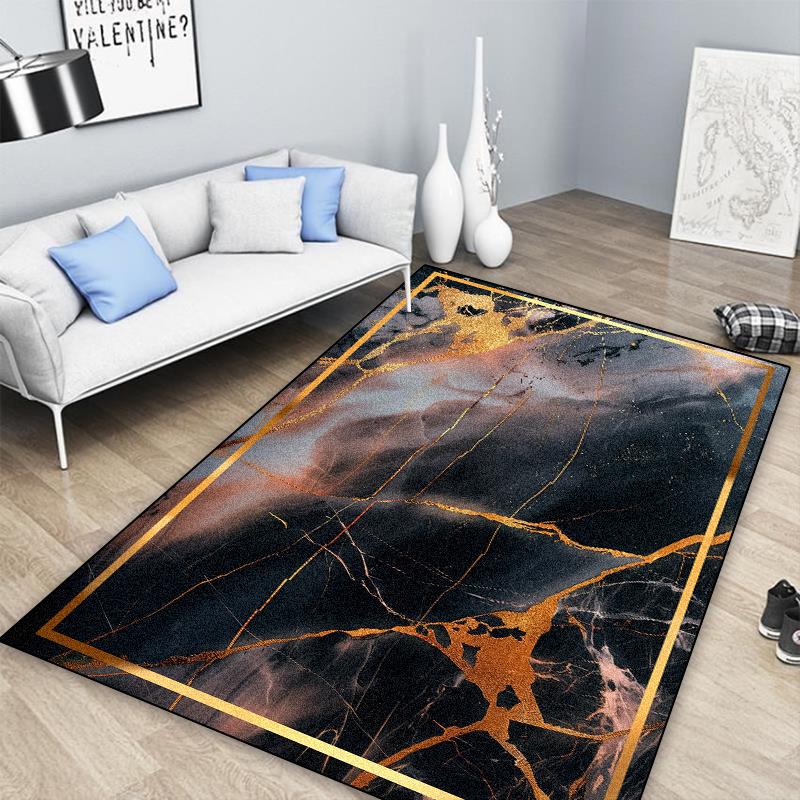 Luxuriöser Marmorteppich zur Wohnzimmerdekoration Sofatisch Große Flächenteppiche Schlafzimmer Flur Balkon Bodenmatte Rutschfeste Fußmatte