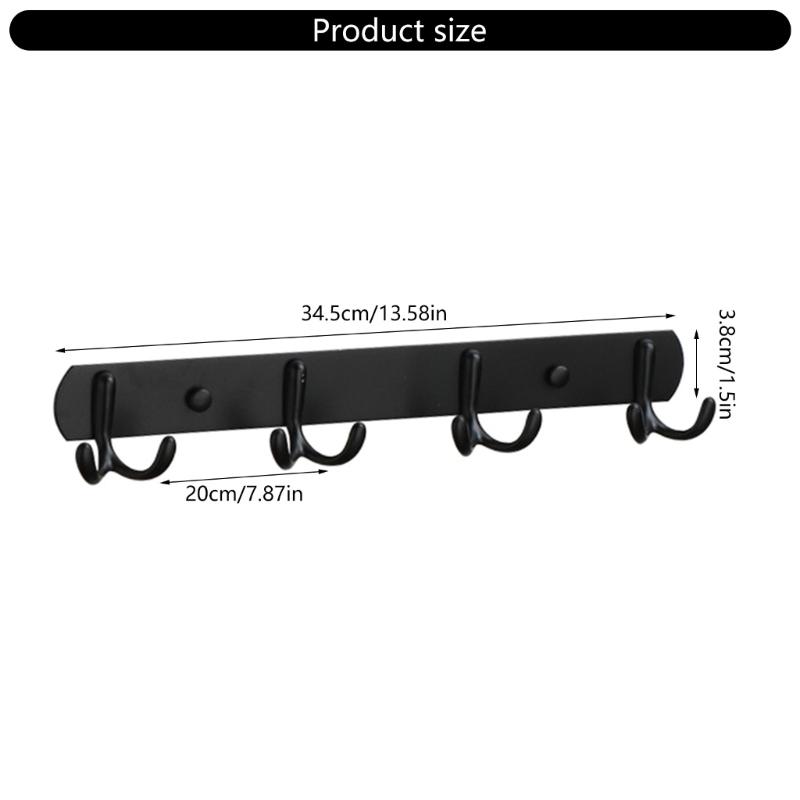 Wall Mounted Coat Rack 4 Rustproof Duals Hooks Practical Metal Hanger For Bathroom Kitchen Living Room