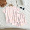 Kids Casual Short Sleeve Top and Shorts Set Animal Print Two Piece Outfit Comfortable Lightweight Soft Fabric Summer Wear