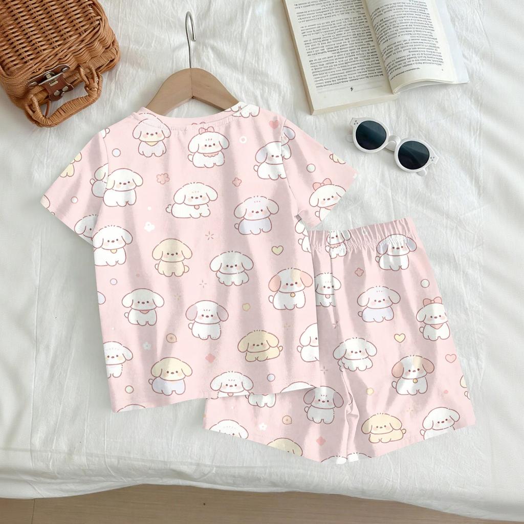 Kids Casual Short Sleeve Top and Shorts Set Animal Print Two Piece Outfit Comfortable Lightweight Soft Fabric Summer Wear
