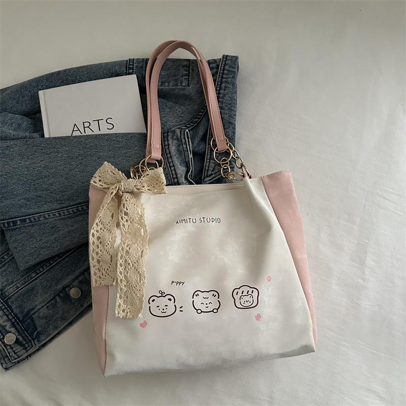 

Женская сумка 2025 года, сумка большой вместимости, женская универсальная сумка через плечо в зарубежном стиле розовый