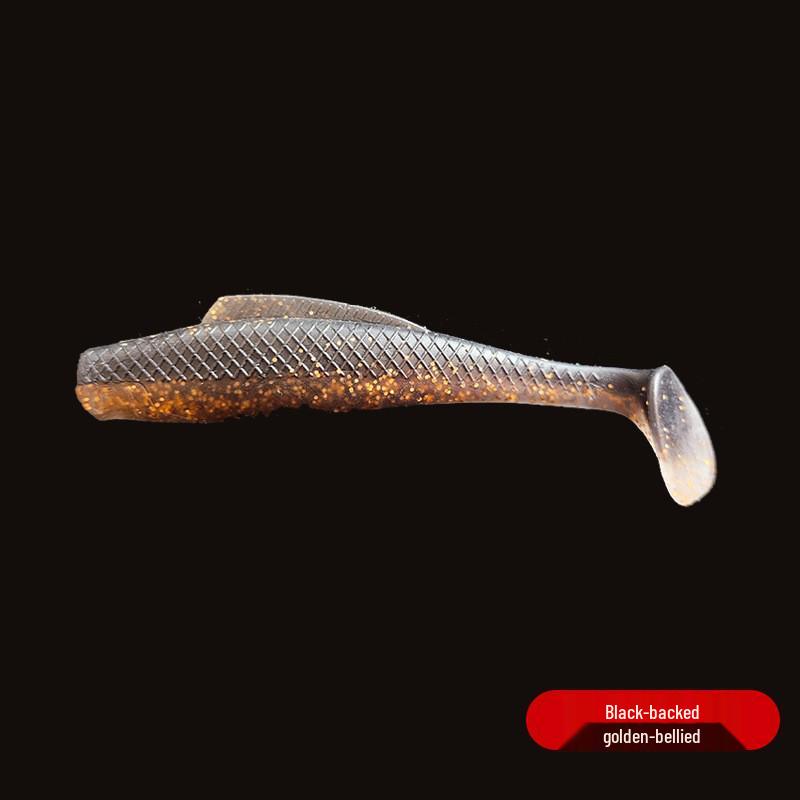 Schwimmender T-förmiger Weichköder: Schwarzer Bionic-Köder für Barsch, Mandarinfisch und Wurzelfisch