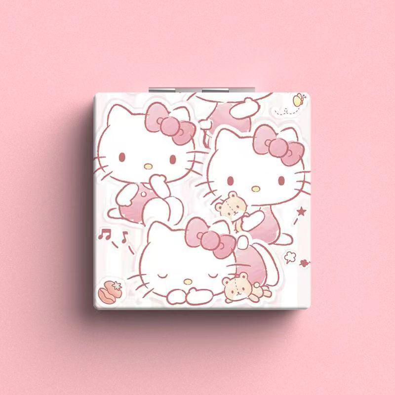 

Портативное складное зеркало для макияжа Sanrio Hello Kitty - Милый ручной дизайн для подправления макияжа