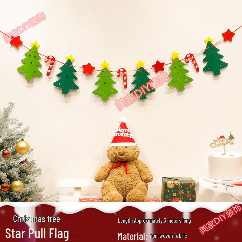 Christmas Theme Jewelry Store Decoration: Felt Garland & Tree Banner for Wall