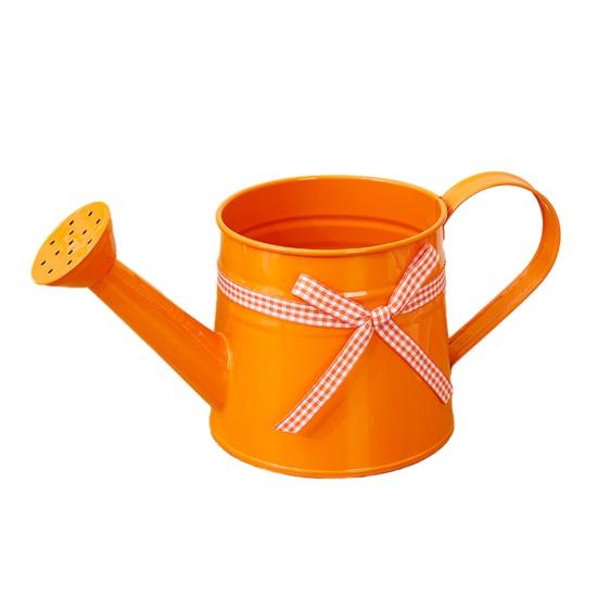 1L Mini-Gießkanne mit Schleifenverzierung Vintage Ergonomischer Griff Robuster Metall-Innen-Außen-Gartenpflanzen Blumen-Gießkanne