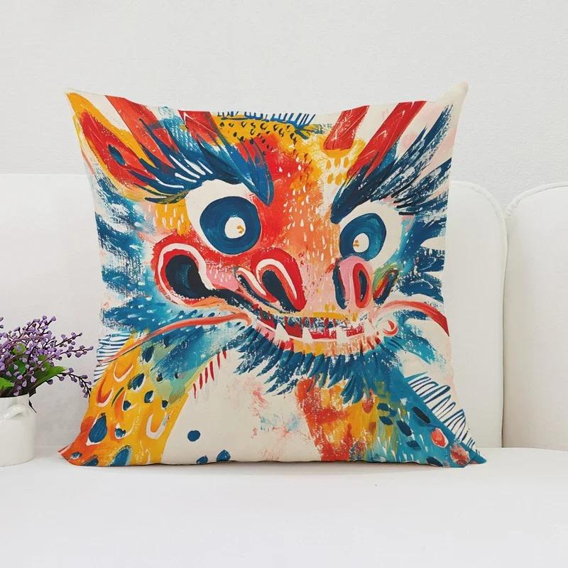 40x40 Cushion Cover Dragon Pattern Decorative Pillow Cover Sofa Cushion Cover Home Decor Chair Waist Cushion 50x50