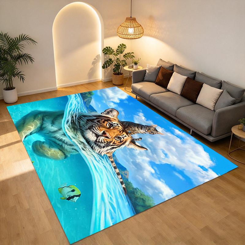 Ocean Tiger Living Room Nonslip Area Rug Soft Carpet For Bedroom Game Playroom Sofa Office Home Decor Doormat Christmas Gift C9301490