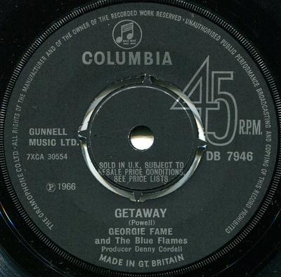 7-Zoll Schallplatte GEORGIE FAME & THE BLUE FLAMES - Getaway DB7946 Columbia 1966 UK Jazz Gebraucht