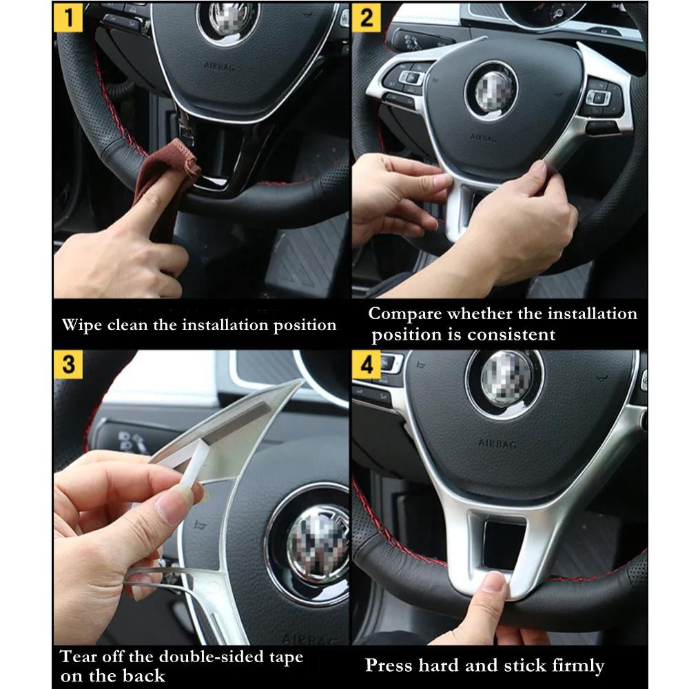For Volkswagen VW Tiguan MK2 Golf 7 Polo T-Cross T-Roc Jetta 2017-2019 Car Steering Wheel Panel Trim Button Cover Frame Decor