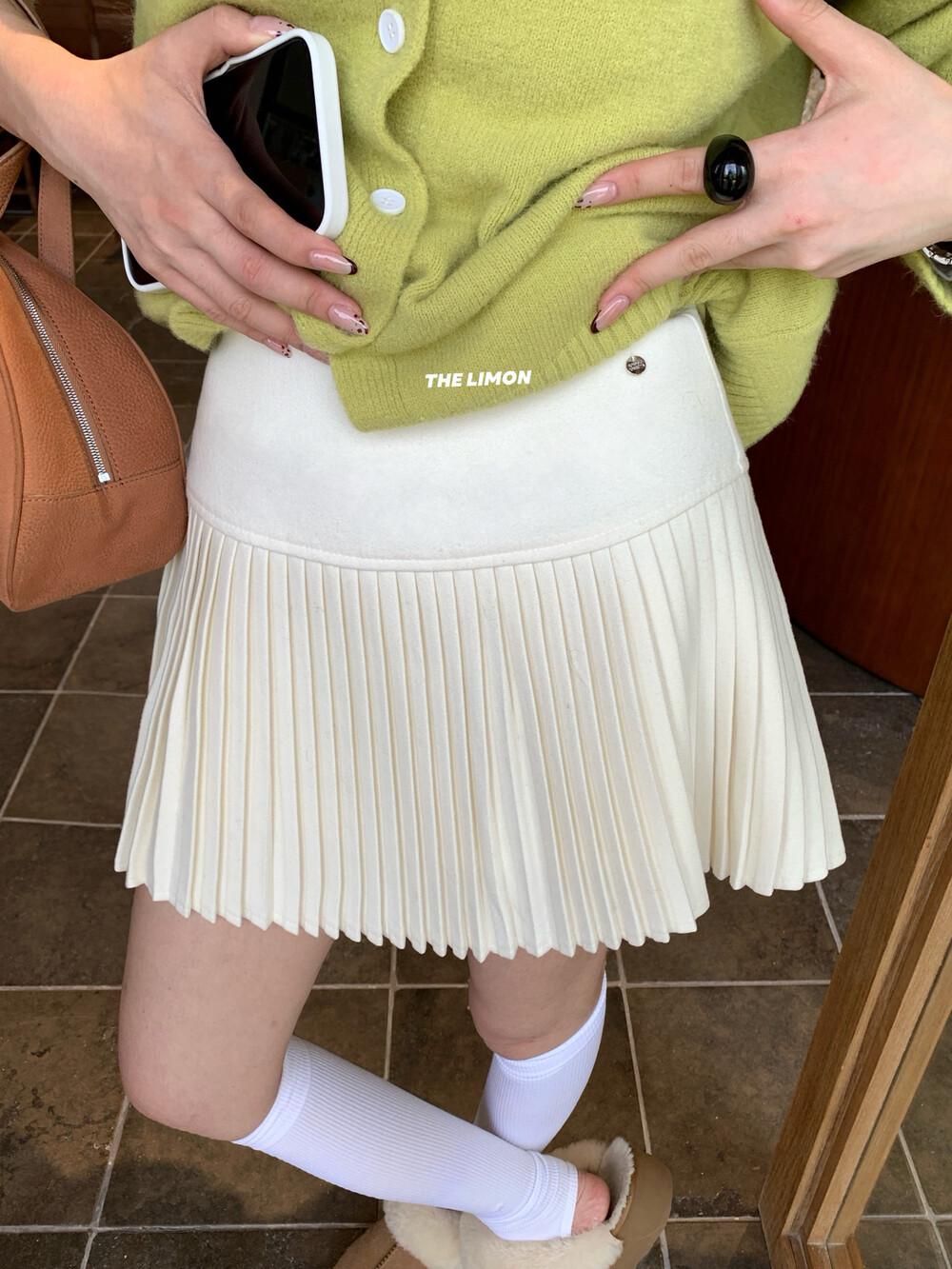 Limon Lemon Women s Green Tea High-Waisted Wool A-Line Pleated Skirt Large абрикосовый/кремовый