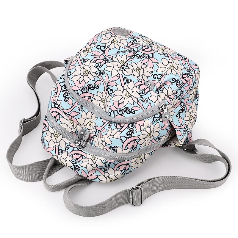 Bedruckter Nylon-Rucksack Studenten-Schultasche Damen Leichter Reiserucksack