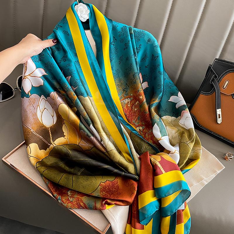Spring Scarf Women's Luxury Design Polyester Material Smooth Scarf Soft Shawl Beach