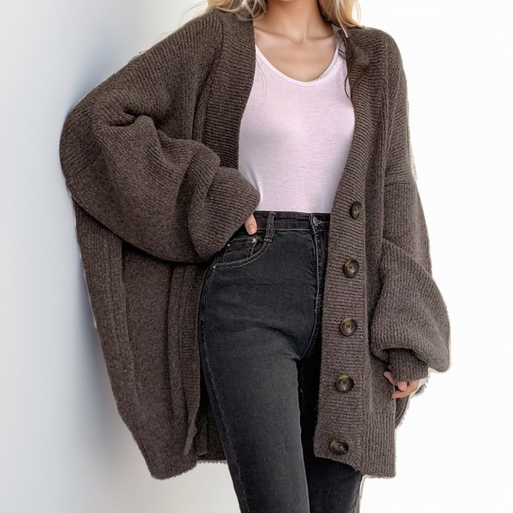 Dimanaf 2024 Sweater Cardigan  Autumn Style Winter Women Solid Sweaters Jacket Knitting Casual Loose Sweater