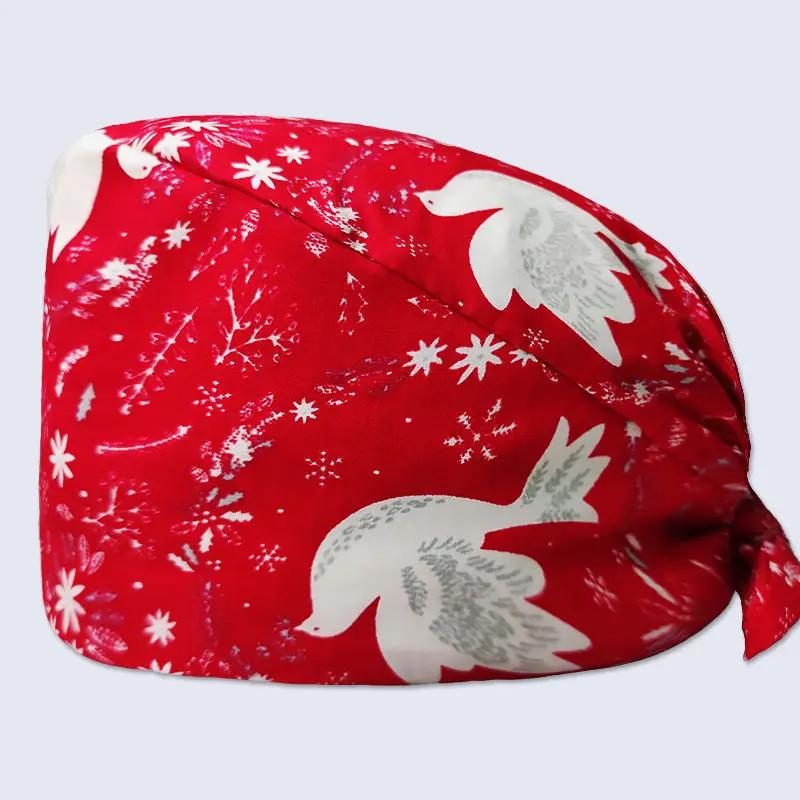 HZMNOI 100% Coton Bonnets Chirurgicaux Imprimés à Lien Arrière Section Élastique Bonnet de Bloc Infirmière pour Hommes Femmes Hôpital Chapeaux Médicaux Nouvelle Arrivée