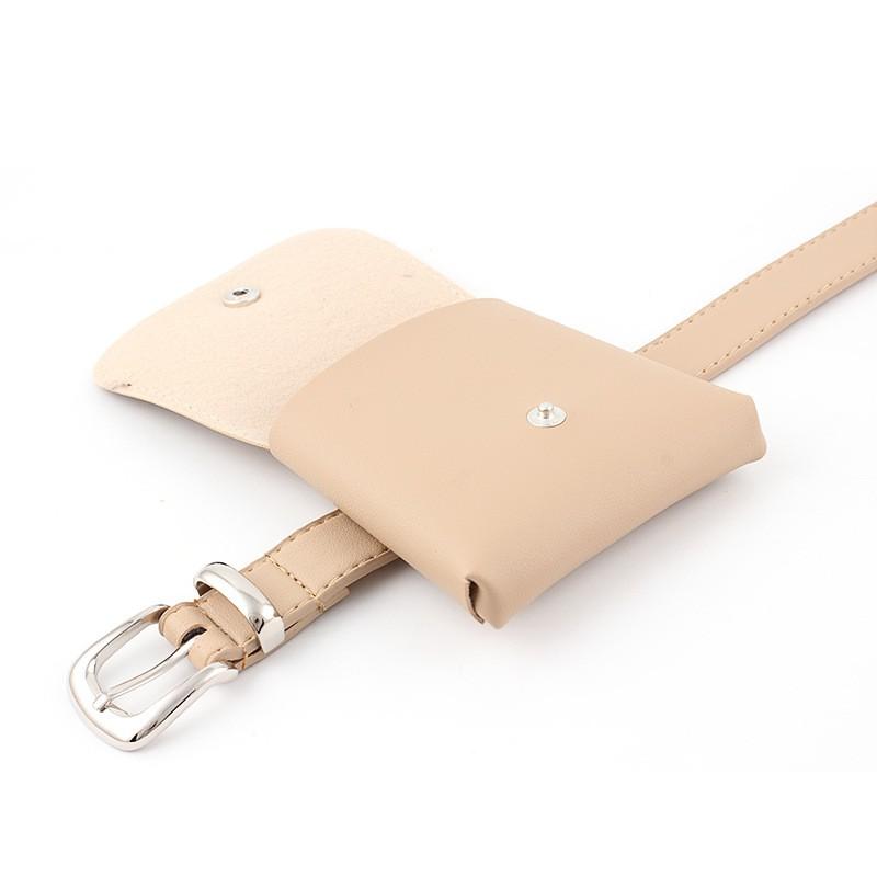 Womens Fashion Belt With Detachable Waist Bag PU Leather Adjustable Casual Office Outfits Alloy Buckle