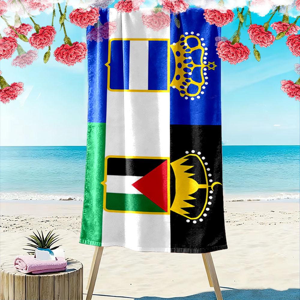 Giant Beach Towel with Composite Royal Crown Heraldic Flag, Ultra Soft Quick Dry Microfiber, Fade Resistant, for Pool Beach Vacation