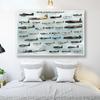 WORLD WAR 2 AIRCIAFT Guide Vintage Canvas Paintings Airplane Collection Posters and Prints Wall Art Picture Room Home Decoration