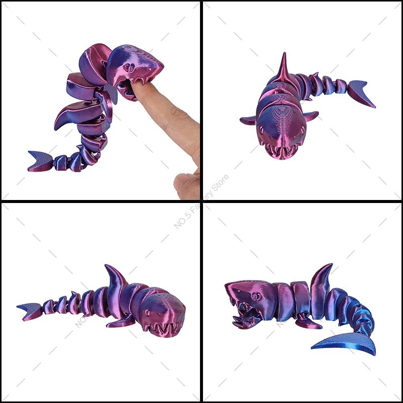 3D Printed Shark Action Figures Multi-Jointed Movable Animal Craft Figurine Home Ornament Christmas Gift For Child Toy