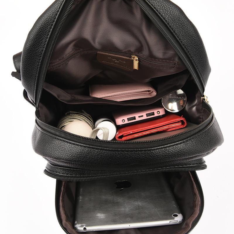 New Backpack for Women's Soft Leather New Fashionable Backpack Middle-aged Mother Travel Bag Soft Leather Large Capacity