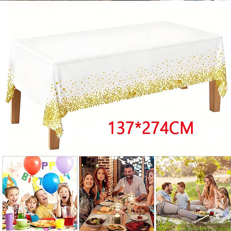 137*274cm Rectangle Bronzing Tablecloth Disposable Waterproof Table Cloth for Wedding Birthday Party Decorations Christmas Decor
