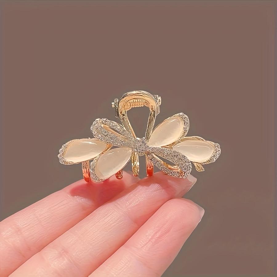 1PC Spring and Summer Cat's Eye Rhinestone Hairpin with Bow, Broken Hair Clip Top Clip Headgear Premium Side Small Grab Clip Bangs Clip