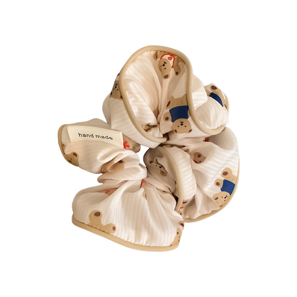 Bear Pattern Scrunchie Hair Tie Cute Korean Style Hair Accessories for Women Girls Ponytail Holder Soft Elastic Hairband
