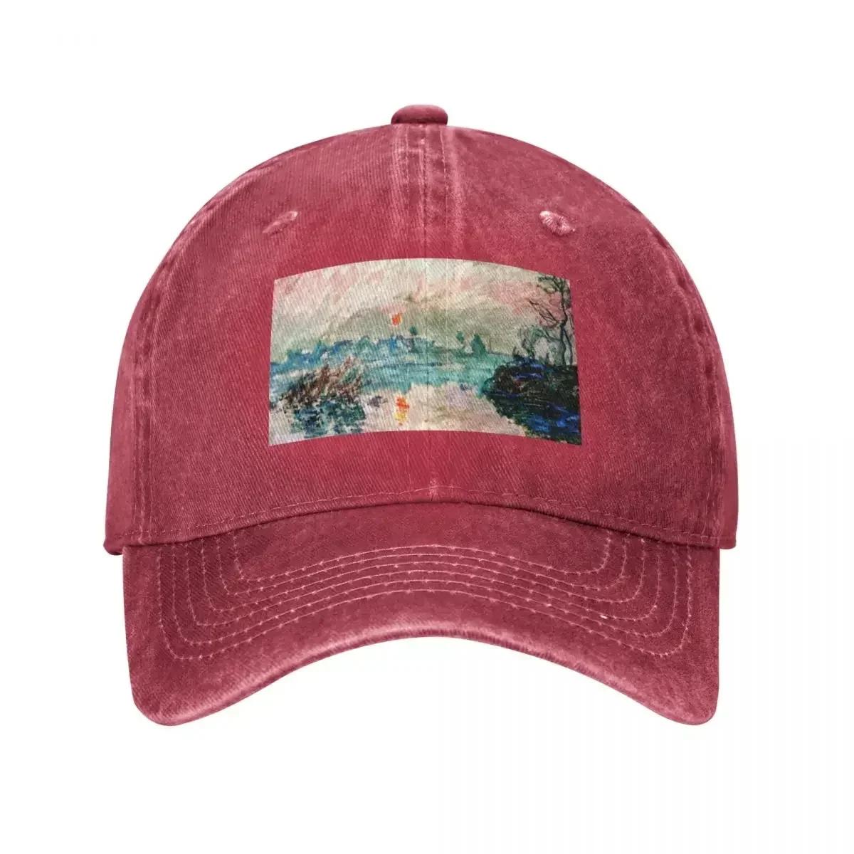 Claude Monets Soleil couchant sur la Seine Lavacourt Baseball Cap GentleUnisex Hat foam party Hat FeUnisex Unisexs