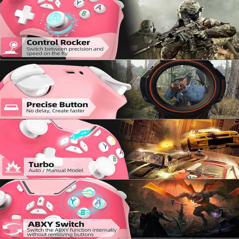 Bluetooth Controller for Switch/PC/iPhone/Android/Apple Arcade MFi Games/TV/Steam, Pro Wireless Game Controller(Pink)