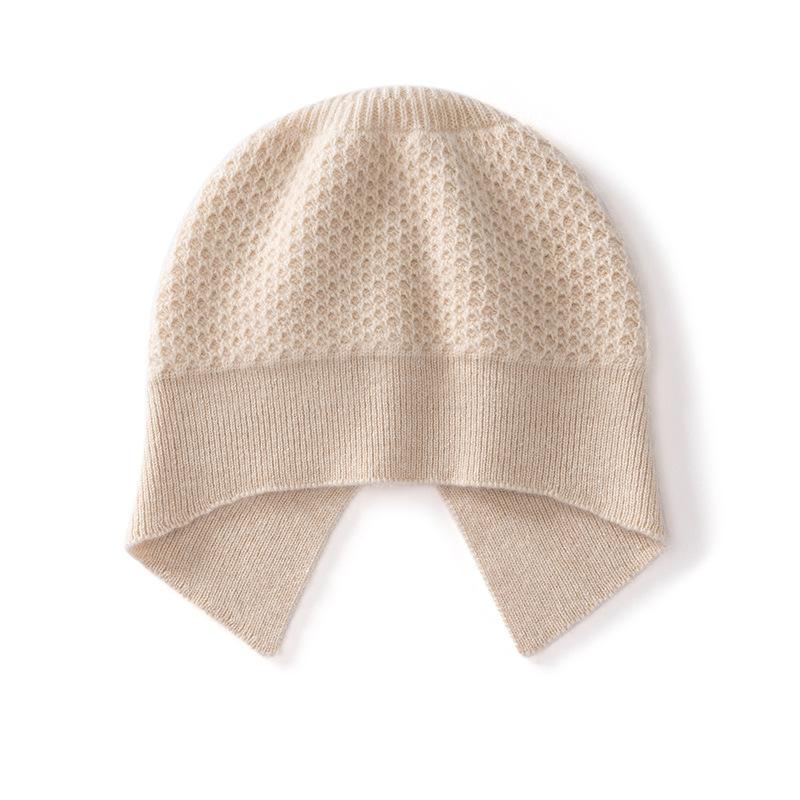 Autumn and Winter New% Pure Cashmere Solid Color Knitted Hat Fashion Casual Warm Ear Protection Wool Hat Hat