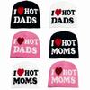 I Love Hot Moms/dads Printed Beanie Caps Windproof Pullover Hat Fashion Knitted Hats  Unisex