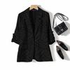 ZANZEA Women Casual Notched Lapel Loose 3/4 Sleeve Print Cardigan Blouse