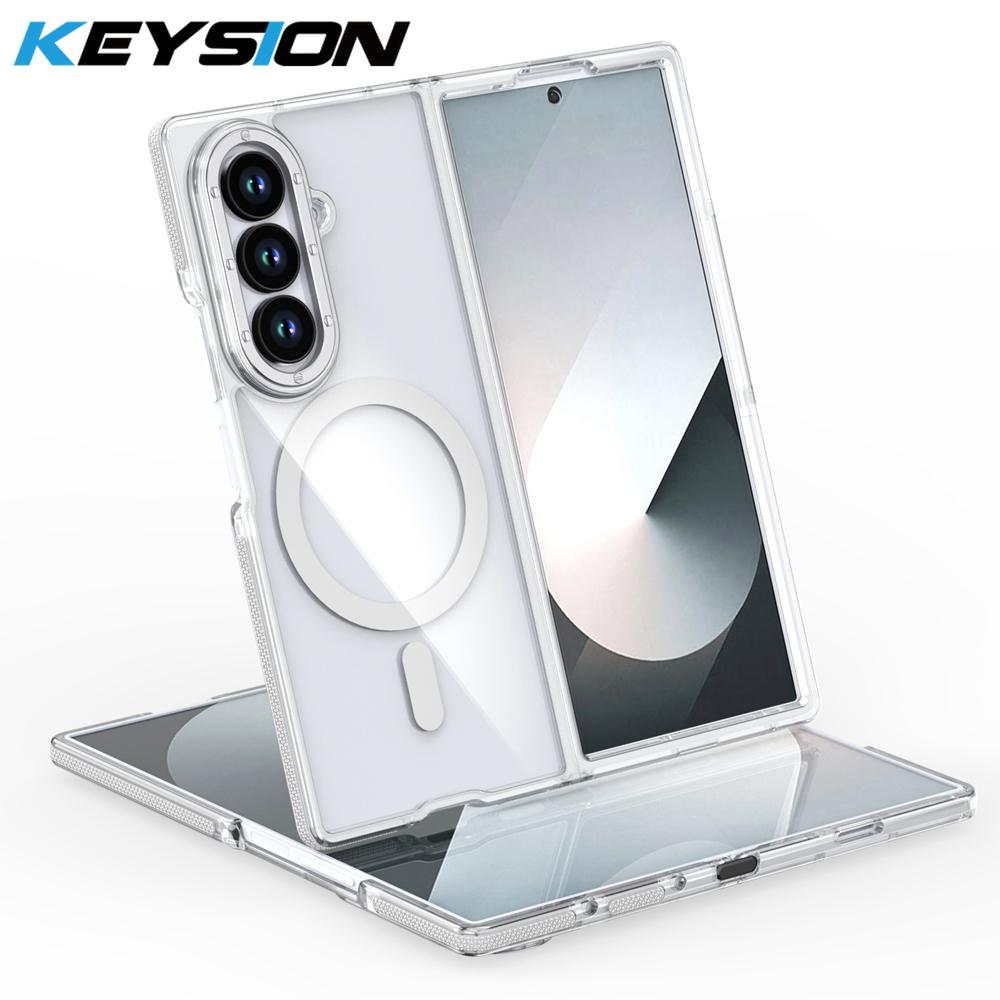 KEYSION Transparent Magnetic Case for MagSafe for Samsung Z Fold 7 6 5G Clear Shockproof Phone Back Cover for Galaxy Z Fold 6 7