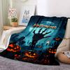 1Pc Spooky Halloween Night Flannel Blanket, Soft And Comfortable, Casual Warm, Camping Travel, Christmas, Halloween Xmas Gift. G125