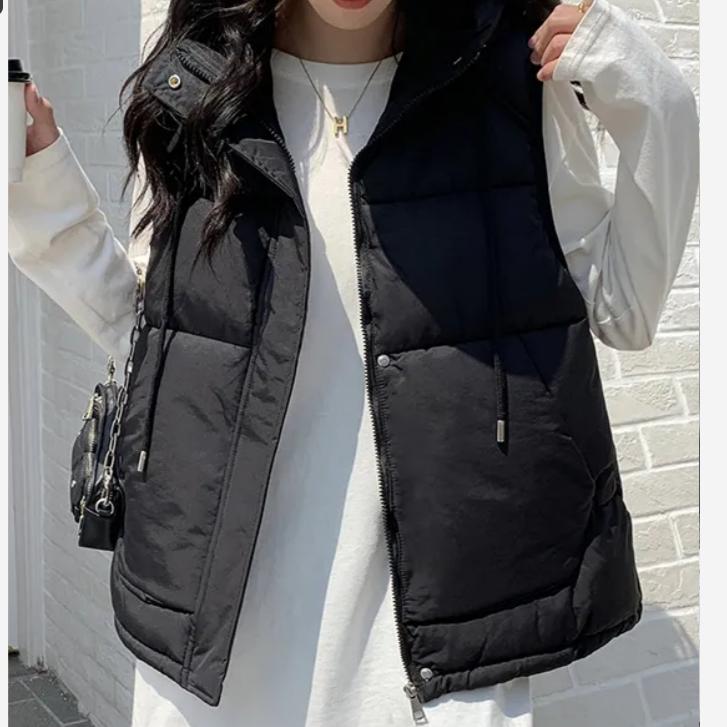 Thickened Down Cotton Vest Autumn and Winter Fashion Age-reducing Hooded Vest Jacket