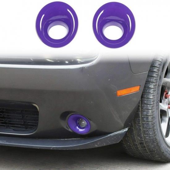Car Front Fog Light Lamp Ring Cover Trim for Dodge Challenger 2015+ Purple