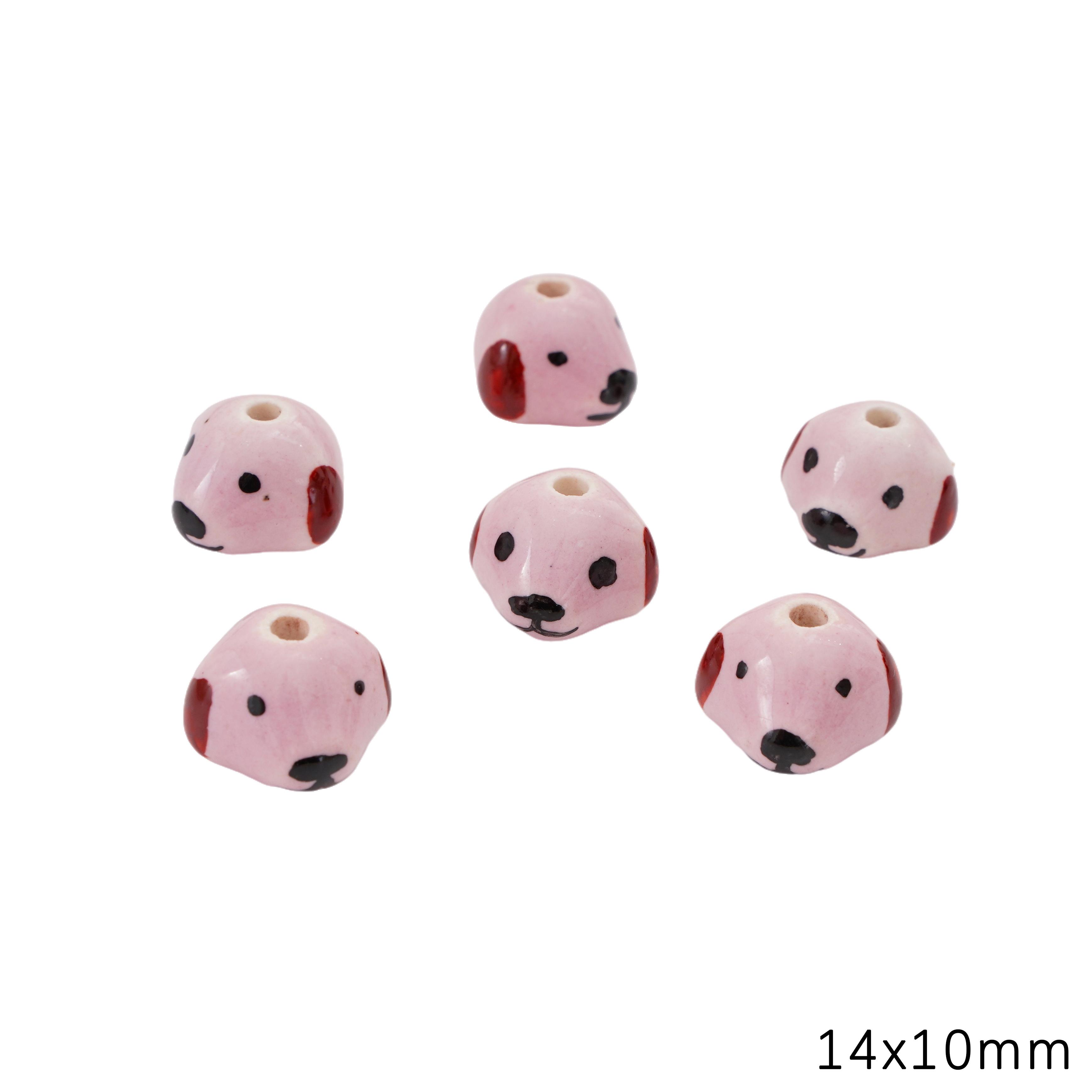 

Керамические бусины ручной росписи интервал разбросанные бусины для самостоятельного изготовления браслетов ожерелий ювелирных изделий Dog s head-Pink