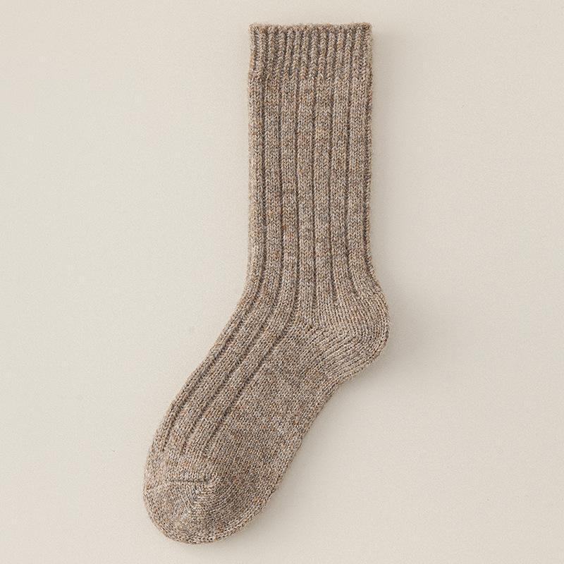 Wool Socks Children'S Medium Tube Socks Season Warm And Piled Thickened Versatile Solid Color Retro Cashmere Stacking Socks