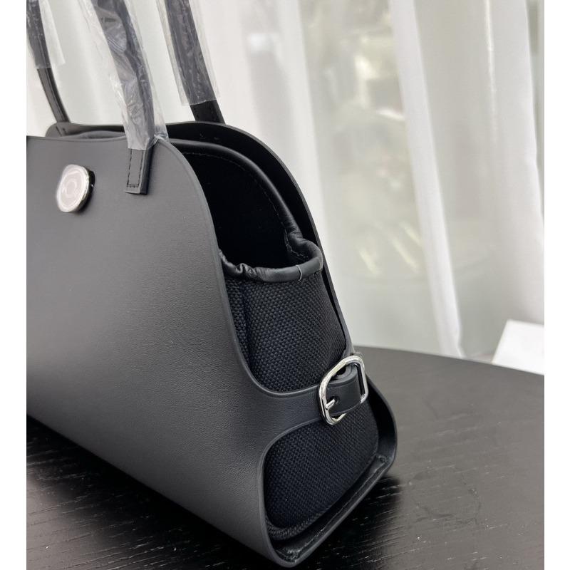 New First-layer Cowhide Splicing Canvas Tote Bag Shell Bag Retro Underarm Bag Shoulder Handbag Women