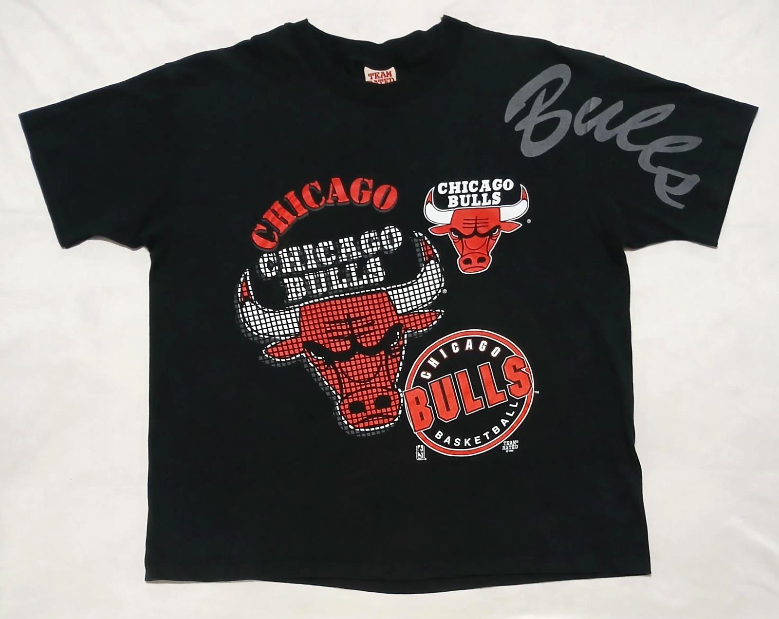 Vintage Chicago Bulls T-Shirt XL Team Rated Boxy Fit Grid Single Stitched 1991 L