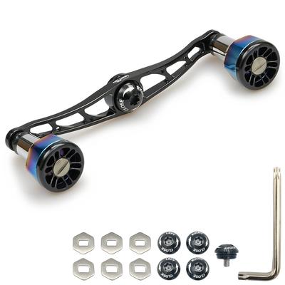 HEIGHTEN 115mm Köderrollengriff 8 Farben 70 Luftfahrt-Aluminium Shimano Daiwa Abu Garcia Standard-Köderrolle Schwarzer Motor (Schwarz) (153)