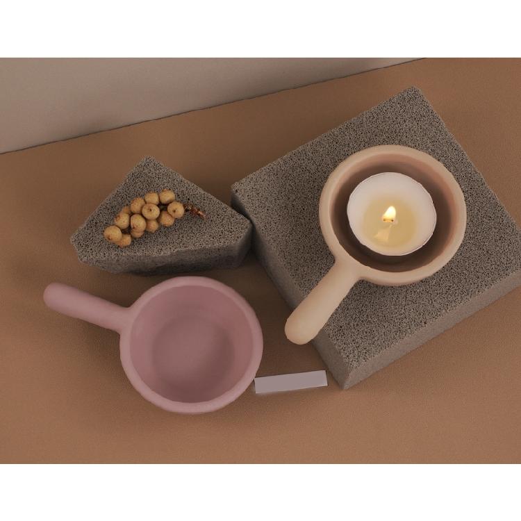 Pans Shape Candle Holder Molds 3D Handle Jar Candlestick Silicone Molds Castings Molds Epoxy Resin Molds Plaster Molds