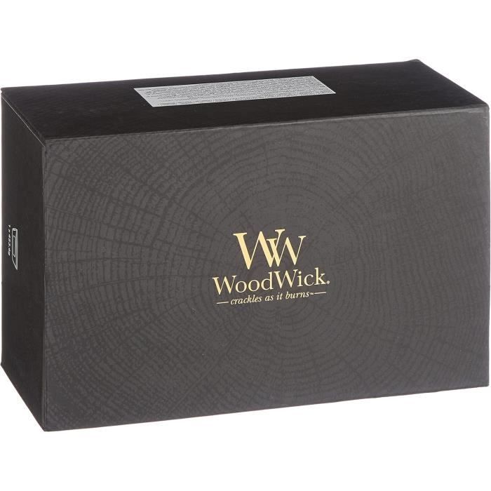 Coffret cadeau - WoodWick - Bougie Ellipse - Parfum Au coin du feu - Mèche en bois - 50 heures de combustion